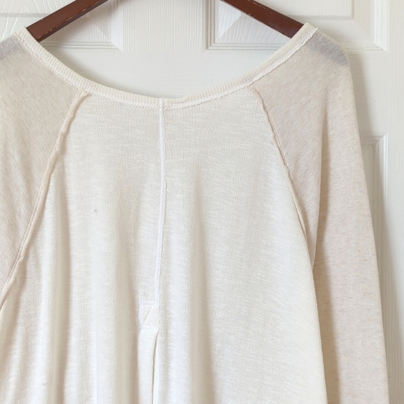 Free People Oversized Boat Neck Knit Cuff Long Raglan Sleeve Blouse Cream Small - Picture 10 of 14